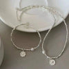 Silver Heart Pearl Knot Bracelet Necklace Set for Women Versatile Jewelry Set Party Wedding Gifts - Image 1