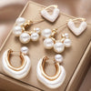 3 Pcs Delicate Imitation Pearl Heart Design Hoop Earrings Vintage Elegant Style Female Dating Earrings Set Jewelry Gifts - Image 2