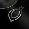 2Pcs/Set Elegant Imitation Pearl Crystal Chain Bracelets for Women Shinny Rhinestone Heart Pendant Bracelet Jewelry Gift - Image 4