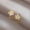 Dainty Flower Stud Earrings for Women Piercing Cartilage Ear Ring Cute Zircon Gold Color Women's Aesthetic Jewelry Gift - Image 1