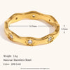 Ripple Edged Octagonal Cubic Zircon Pattern Stainless Steel Women's Rings Daily Jewelry Accessories - Image 4