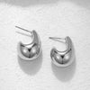 Stainless Steel Smooth Metal Chunky Dome Drop Earrings for Women Thick C-Shaped Hoop Earrings Punk Aesthetics Jewelry - Image 7