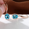 Aqua Blue Zircon Long Dangle Earrings Rainbow Crystal Oval Stone Drop Earrings Rose Gold Color Wedding Earrings For Women - Image 1