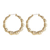 Ethnic Style Geometric Hoop Earrings Gold Silver Color Alloy Tone Bamboo Punk Women Big Hollow Creole Women - Image 10