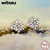 Silver Snowflake Heart Angel Wing Stud Earrings Women Sun Star Zircon Ear Studs Wedding Party Jewelry Gift - Image 2