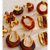Multicolor Resin Hoop Earrings with Round and Square Shapes - Image 5