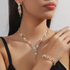 Four-Piece Copper Chain Jewelry Set with Necklace Earrings and Bracelet - Image 2