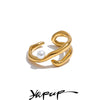 Stylish Unique Stainless Steel Pearls Geometric Open Chic Ring for Women Jewelry - Image 1