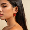 Gold Plated Five-petal Flower Wine Red Lacquered Earrings for Women Enamel Flower Ear Jewelry Holiday Party Gifts - Image 6