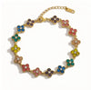 Colorful Flower Zircon Inlaid Bangle 316L Stainless Steel Gold Plated Adjustable Bracelet Minimalist Charm Jewelry Gift - Image 9