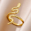316L Gold Plated Stainless Steel Snake Rings For Women Men Open Adjustable Ring Vintage Gothic Aesthetic Jewelry - Image 9