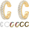Cubic Zirconia Sparkling C Huggie Ear Cuff Earrings for Women Gold Plated Hoop Clip on Cartilage Earring - Image 1