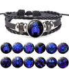 12 Constellation Zodiac Sign Charm Luminous Bracelets Men Women Vintage Multilayer Wrap Leather Bracelet Bangle Birthday Gift - Image 1
