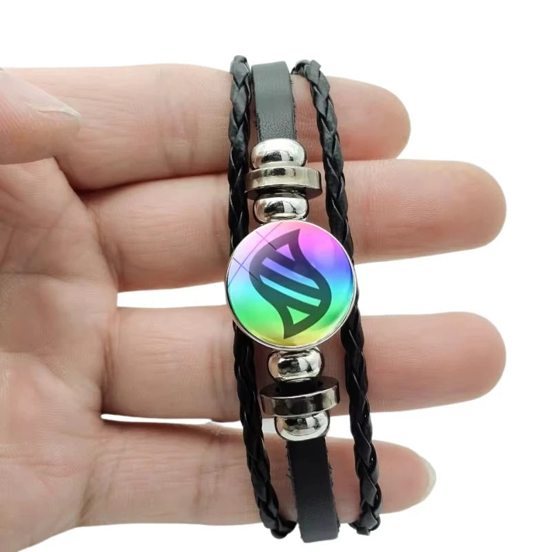 Classic Handwoven Weave Leather Bracelet Glass Adjustable Bangle Jewelry for Women Kids Gift Jewelry - Image 1