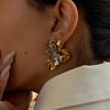Two Tone Flower Stud Earrings For Women's Stainless Steel Gold Plated Dating - Image 3