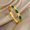 Shiny Colorful Zircon Smooth Cuff Bangle Bracelet for Women Gold Plated Stainless Steel Wide Bracelets Jewelry Gifts - Image 2