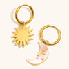La. Muses Sun Moon Pearl Embellishment Stainless Steel Women's Hoop Earrings Pvd Gold-plated Design Jewelry Gift - Image 5