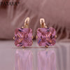 Pataya Square Zircon Earrings For Women Rose Gold Color Party Earrings Jewelry - Image 4