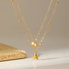 316L Stainless Steel Metal Double Chain Starfish Shells Pendant Necklace Pvd Plated Jewelry Women - Image 6
