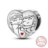 Silver Charm Bead Mother's Day Love Heart Family Charm Bead Pendant Fits Bracelet Womens Jewelry Gifts - Image 17