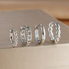 Four-Piece Stainless Steel Hoop Earring Set with Star and Leaf Motifs - Image 13
