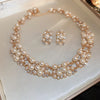 2 Pcs Imitation Pearl Rectangular Rhinestones Necklaces Stud Earrings for Women French Retro Chokers Light Jewelry Sets K - Image 7