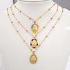 Virgin Mary Pendant Charm Necklace Women Cross Scared Heart Jesus Choker Seed Beads Stainless Steel Chain Gold Color Mom - Image 2