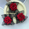 1set Dark Gothic Red Rose Wristband Flowers Mesh Hand Ornaments Fake Sleeve Detachable Lace Wrist Bands Bracelets Accessories - Image 5