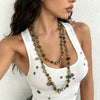 Bohemian Double-Layer Beaded Necklace with Irregular Stone Beads and Long Sweater Chain - Image 3