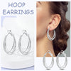 Silver Women Hoop Earrings Gifts For Girl U Rhombic Shape Geometric Lines Zircon Earring - Image 2