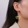 Stainless Steel Gold Color Hollow Fan-shaped Earrings for Women Girl Party Jewelry Gift For Friend - Image 4