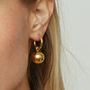 Ball Pendant Earrings Stainless Steel Gold Plated Jewelry Gift Ring Hoop Earrings For Women - Image 1