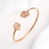 Gold-Plated Stainless Steel Five-Leaf Flower Open Bangle For Woman Girl Party Lucky Jewelry Accessories Daily Wear Clover - Image 9