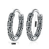 Vintage Silver Hoop Earrings Pattern Earring For Women Silver Jewelry Korea - Image 6
