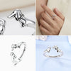 Silver Open Rings For Woman Iris Flower Cherry Feather Dog Horse Adjustable Cocktail Rings Party Jewelry - Image 2