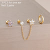 Three-Piece Floral Stud Earring Set with Linked Details - Image 10