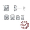 QooLady Silver Shiny Square Cubic Zirconia Stud Earrings for Women Jewelry Accessories Gift - Image 1