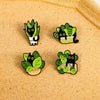 Cats in Plants Enamel Pins Metal Black Cat Potted Plant Badges Lapel Brooches Fun Animal Plant Jewelry Gift On Backpack For Kids - Image 1