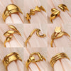 Stainless Steel Wave Rings for Women Gold Color Geometric Heart Rose Flower Wedding Ring Aesthetic Jewelry - Image 1