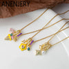 316L Stainless Steel Colorful Zircon Flower Star Pendant Necklace for Women Personality Special Jewelry Gifts - Image 1