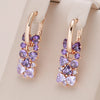 Shiny Purple Zircon Drop Earrings For Women Rose Gold Color Bride Wedding Jewelry Crystal Gift - Image 1