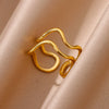 Irregular Geometric Chunky Opening Rings for Women Stainless Steel Gold Color Ring Aesthetic Wedding Jewelry Gift - Image 7