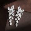Leaf Zircon Drop Earrings for Women White Gold Color Marquise Crystal Bridal Earring Wedding Party Jewelry - Image 1