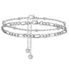 2Pcs Stainless Steel Anklet Set For Women Silver Color Ankle Bracelet Cuban Link Chain On Leg Foot Female Summer Beach Jewelry - Image 6