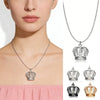 Crown Pendant Necklace on Long Sweater Chain - Image 1