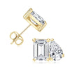Gold Emerald&Pear Cut Cubic Zirconia Stud Earrings For Women Two Stone Ear Studs Party Wedding Jewelry Gift - Image 7