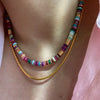 Bohemia Candy Color Stone Beads Beaded Necklace for Women Gold Plated Brass Strand Chokers - Image 5