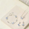 Light Crystal Butterfly Earring Bracelet for Women Elegant Imitation Pearl Choker Necklace Ring Party Wedding Jewelry Set - Image 7