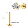 Titanium 16G Triple Baguette CZ Crown Monroe Labret Stud Cartilage Helix Conch Stud Earlobe Piercing - Image 11
