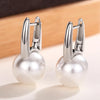 Imitation Pearl Drop Earrings in Silver Tone - Image 3